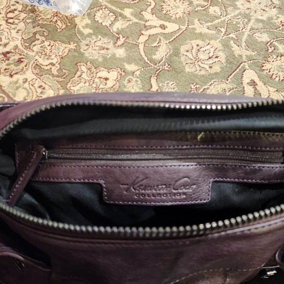 ** Flash Sale ** KENNETH COLE COLLECTION Hudson Rivet Hobo Handbag - Burgundy - Picture 8 of 9